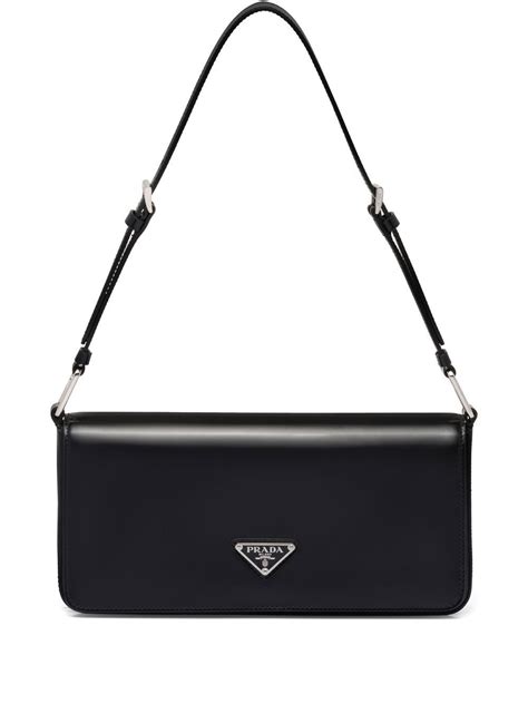 prada brushed leather femme bag|Prada black leather bag.